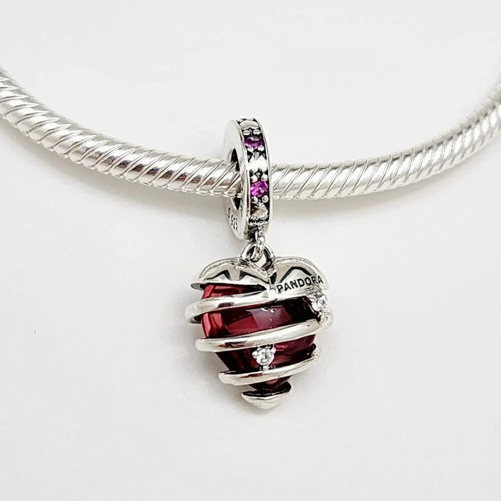 Pandora Love Heart Spiral Dangle Charm - Picture 3 of 5